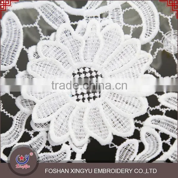 OEM Beauty Fashion French White 3D Flower Pattern Embroidered Mesh Lace Fabric for Garment Clothing photo-6