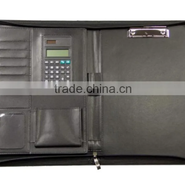 PU Multi-function Leather Portfolio Folder With Zipper &spring Binder photo-5