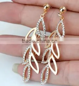 Leaf Shaped Gold Drop Earring, Hot Sale All Types of Earrings photo-3