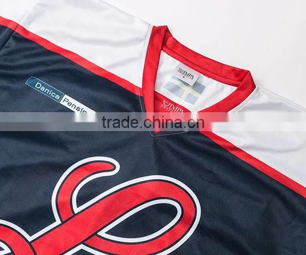 Polyester Cotton Fluorescent Nice Contrast Color Sublimation t Shirt Hockey photo-3