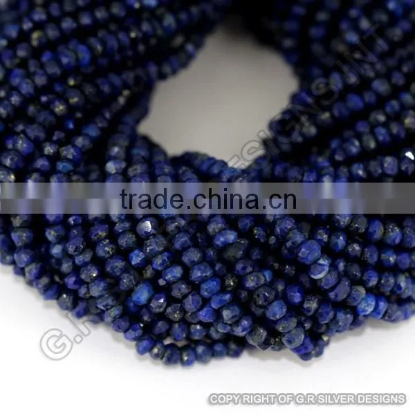 Semi Precious Facited Lapis Rondelle Beads, Lapis Gemstones, Gemstones Beads photo-2