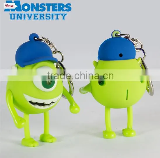 Hot Sell Promotional Plastic LED Flashing Gift Keychain With Sound Monster University photo-2