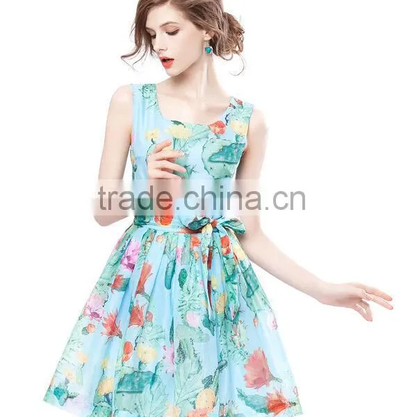 2014 New Product Trendy Women Sleeveless Silk Dress (stock) photo-5