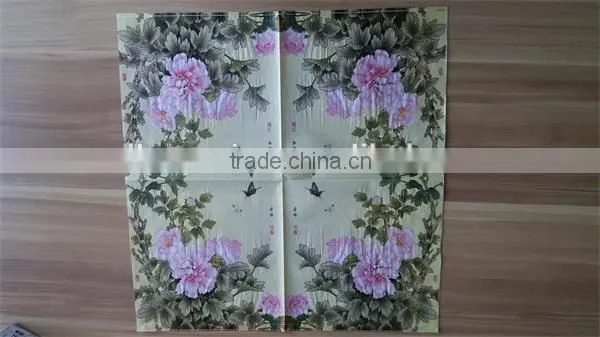 2016 Hight Quality 33*33cm 18gsm 1/4 Fold Decorative Paper Napkins photo-2