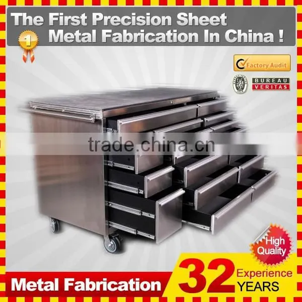 46 In. 9 Drawer Stainless Steel Mobile Tool Cabinet With Solid Wood Top, Black photo-5