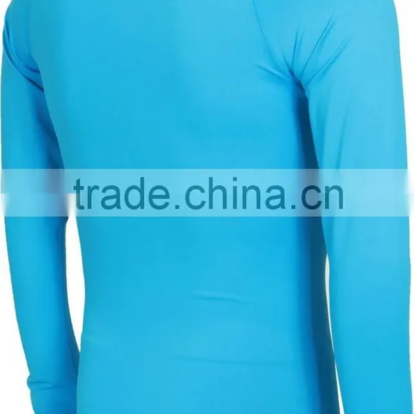 92% Polyester 8% Spandex (Lycra) Crew Neck Long Sleeves Cosmic Blue Compression Shirt / Rash Guard With Printing photo-2
