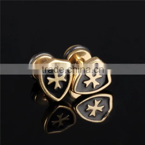 Wholesale Factory Gold Plated Stainelss Steel Cross Earrings for Men photo-2