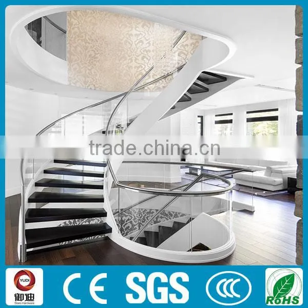 Moden Indoor Prefabricated Steel Glass Curved Stairs Design photo-3