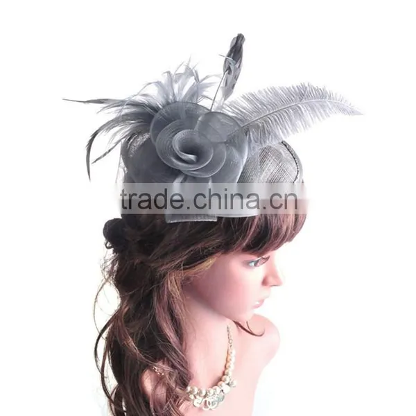 2015 New Lady Girl Large Headband Sinamay Fascinator Hat on Party Church Wedding Hat