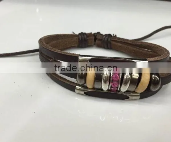 2015 Cheap High Quality Customized Multicolor Evil Eye Bracelet Evil Eye Bead Beaded Wrap Leather Bracelet photo-2
