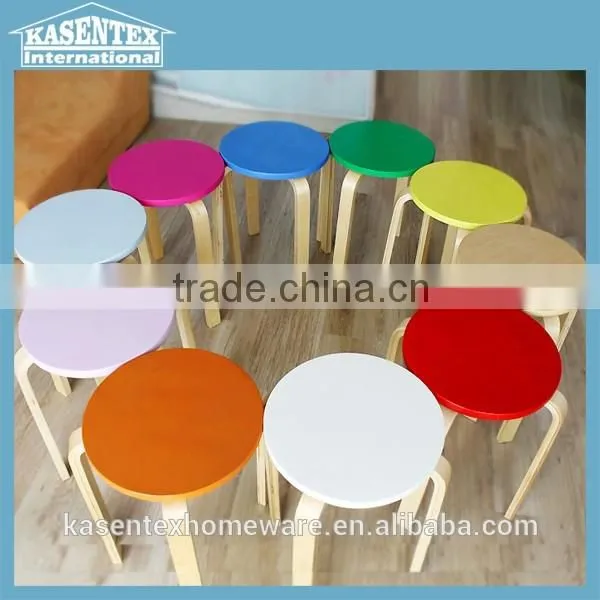 Natural Color Bent Plywood Stool Bent Wood Round Stool photo-2