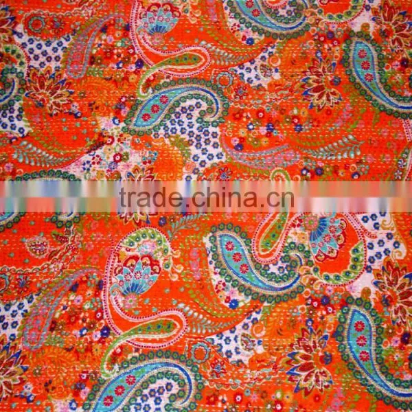 Paisley Print King Size Kantha Quilt, King Kantha Bedspread, Becover, Bohemian Throw Blanket, Queen Size Traditional Quilt Size photo-3