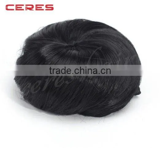Fashion Original Clip on Man Bun Wig Natural Black Color photo-2
