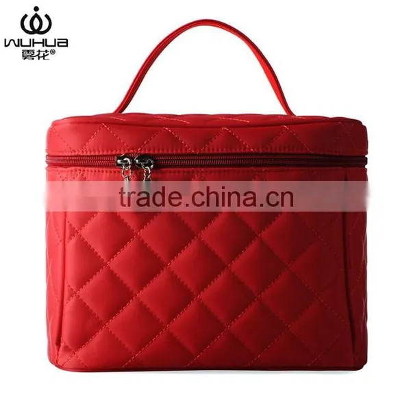 Classical and Quilted Nylon Stock Cosmetic Case With Mirror for Travel photo-4