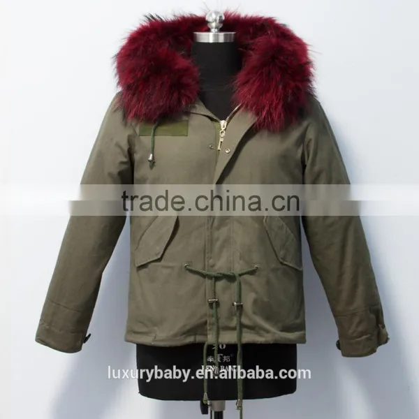 Woman Hot Selling Winter Real Fur Parka With Fur Trim Hood