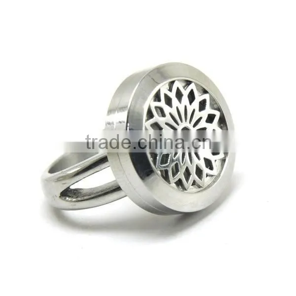 Stainless Steel Essential Oil Diffuser Perfume Aromatherapy Locket Ring photo-2