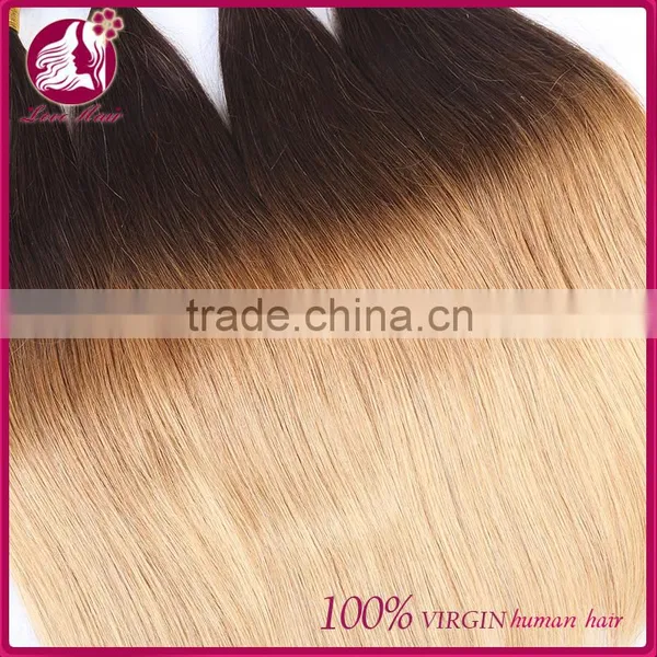 2016 Hot Selling !Two Tone Thick Bottom Factory Whoesale Wet And Wavy Ombre Colored Indian Human Hair Weave photo-4