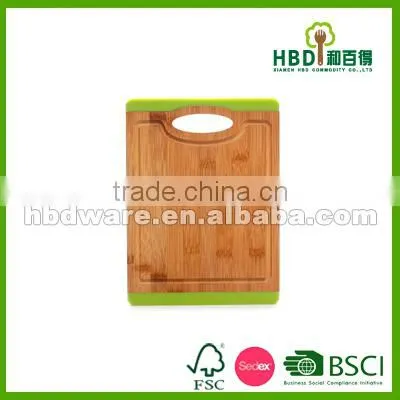 Non-slip Wood Bamboo Cutting Board With Silicone Edge, Bamboo and Silicone Cutting Board photo-2