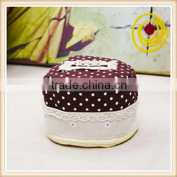 Cute Round Tissue Box /cotton and Linen Desk Storage Cylinder Tissue Box photo-4