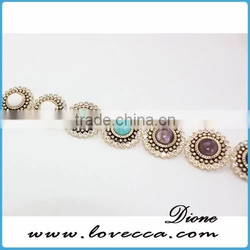 New Style 2016 Natural Stone Square-Cut Turquoise Rivet Chandelier Fringe Crystal Earrings photo-6