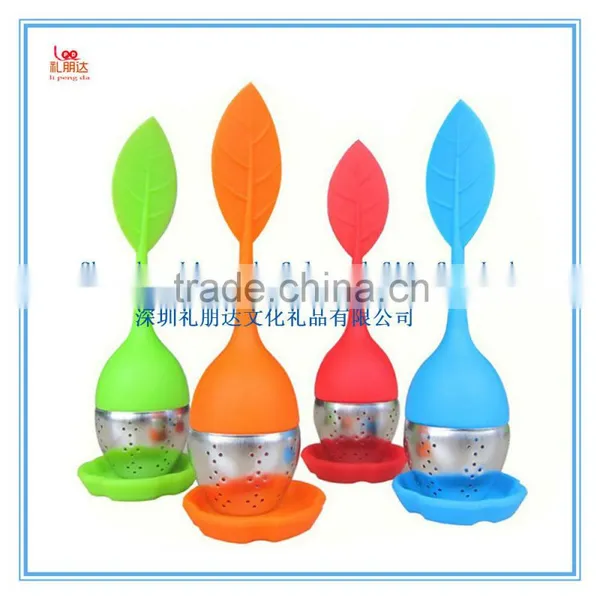 HOT! Set of 2 Loose SiliconeTea Infuser Strainer With Drip Tray, Cute Silicone Leaf Handle As the Lid With Stainless Steel Ball photo-3