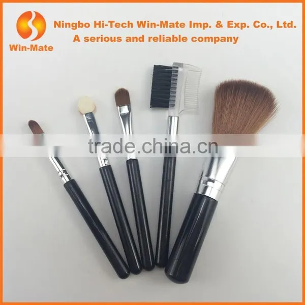 2015 Simple Black 5pcs Wooden Handle Personalized Makeup Brush Set photo-2
