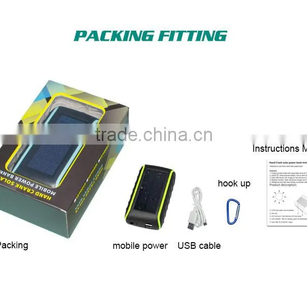 2016 Newest Mobile Power Supply Battery, Waterproof Solar Power Bank Charger With LED Light photo-6