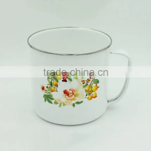 2016 New Flower Printing Carbon Steel Custom Made Enamel Camping Mug photo-4