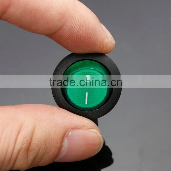 Green Neon 3 Pin 4.8mm Terminals 12V 16A Universal LED Illuminated Car Button Lights ON/OFF Round Rocker Switch Dash Boat Van photo-3