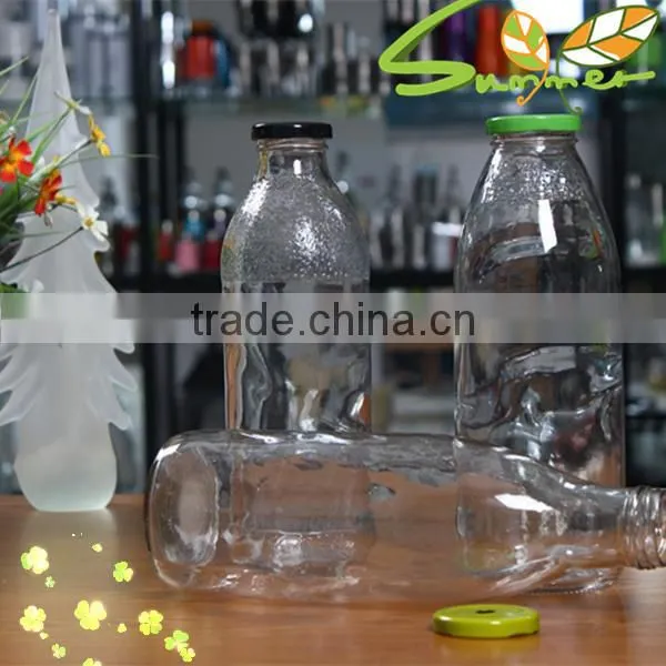 1000ml Mineral Glass Water Bottle , Milk Bottle