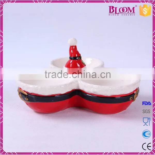 High Quality Red Christmas Ceramic Candy Dish photo-3