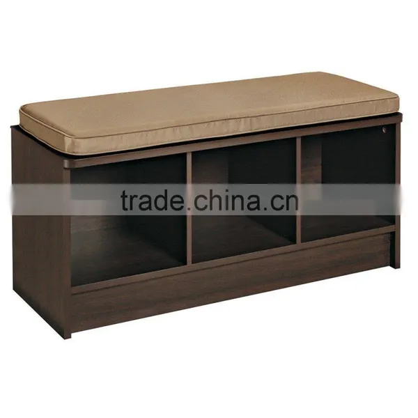 3-Cube Storage Bench With Cushion Seat MDF Wood Shoe Organizer Shoe Rack Home Entryway Storage Bench photo-2