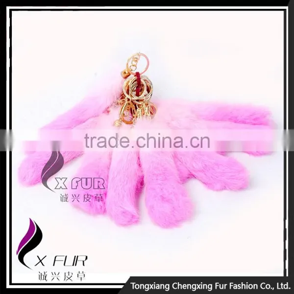 CX-R-39B Good Quality Wholesale Rabbit Fur Metal Custom Keychain Key Ring photo-3