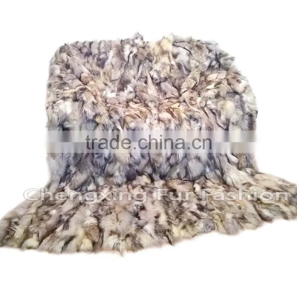 CX-D-85 Patchwork Blanket/Real Fox Fur Blanket/Throw Blankets photo-4