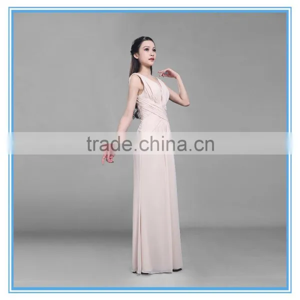 Wholesale Deep V Chiffon Modern Handmade Pleated Long Evening Dress photo-2