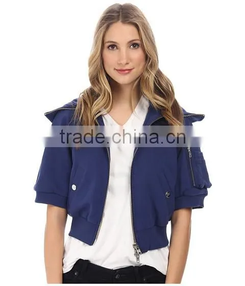 Stacked Multipurpose Zip Pocket at Left Sleeve Welt Hand Pockets With Snap Closure Zip Front Hooded Sweatshirt photo-5