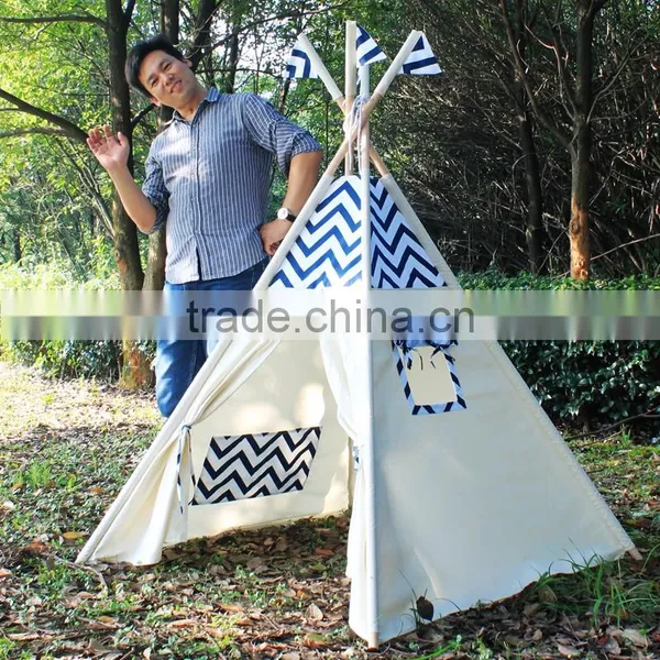 ShiJ Tipi Chevron Cotton Canvas Teepee Tent For Kids photo-2