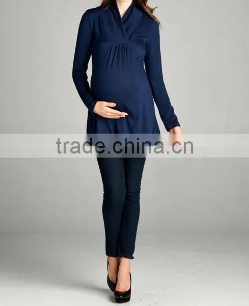 China Wholesale Maternity Clothes Tunic Long Sleeve Woman Maternity Tops photo-4