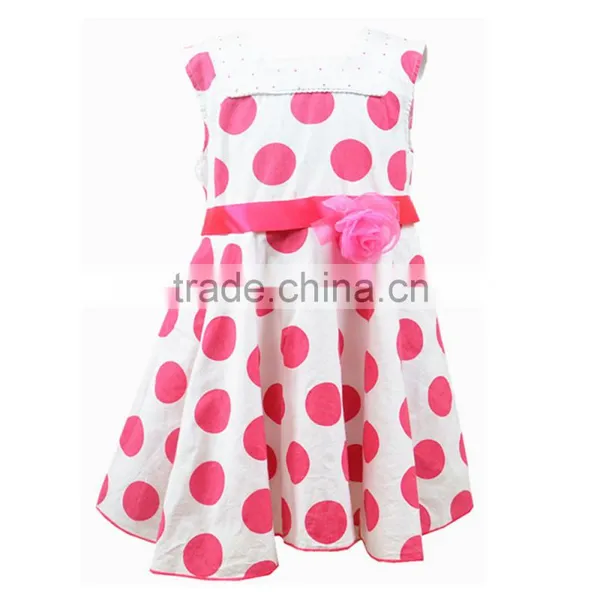 Fashion Pure Cotton Jumper Polka Dot Printed Fomal Party Kids Dress photo-2
