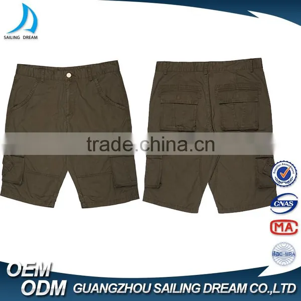 2016 100% Cotton Army Green Cargo Pants Quick Dry Pocket Square Box Design Match Cargo Shorts for Men photo-5