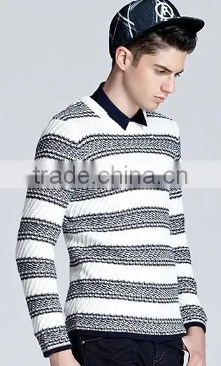 China Selling Striped Clothes Cashmere Jacquard Sweater for Men photo-3