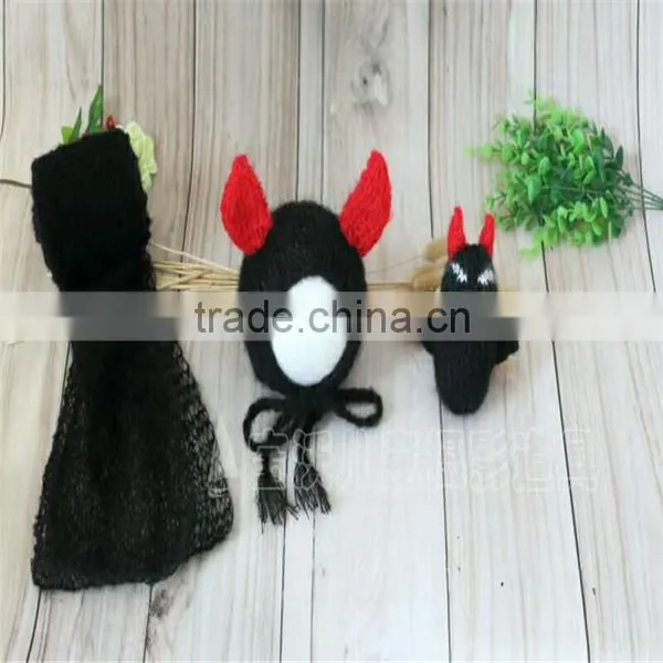 Lovely Monster Doll Crochet Monster Bonnet and Wrap Newborn Stuffer Layering Photograpy Props photo-2