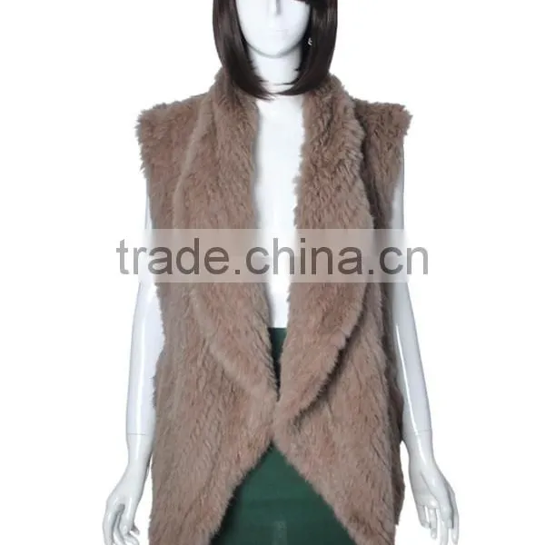 YR078 Fashion Women Style Top Quality Hand Knit Real Rabbit Fur Sleeveless Vest/Australian Market Cropped Rabbit Fur Waistcoat photo-5