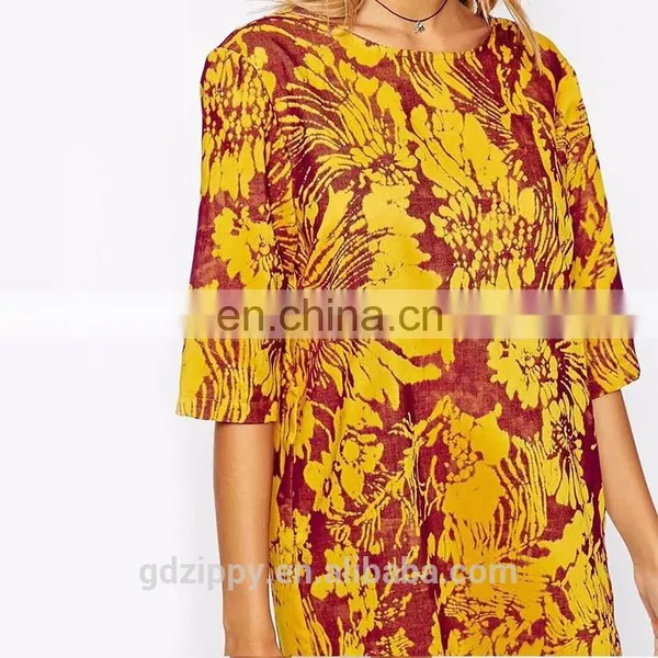 New Arrival Midi Sleeve Round Neck Loose Design Print Bangkok Dress photo-4