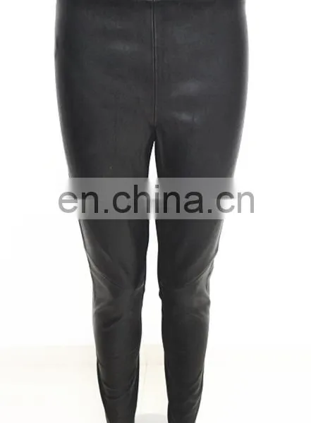 Wholesale Stretch Knit Panel Leather Legging Stretch Pants photo-2
