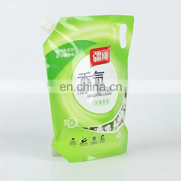 Customized Printing Stand up Reusable Laundry Detergent Packaging Spout Bag With Side Hang Hole photo-5