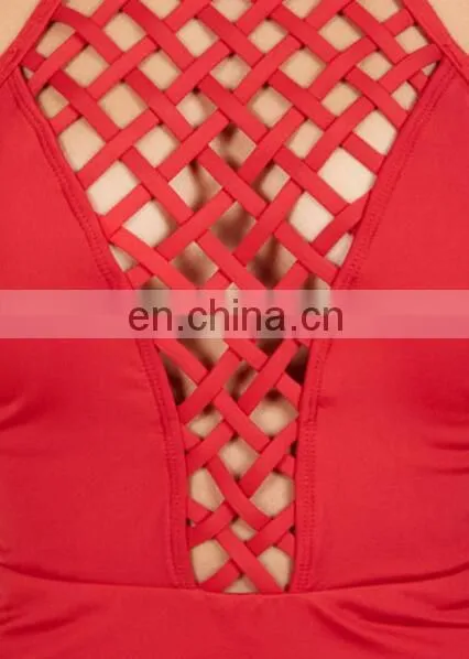 2017 Women Strappy Bikini Push up Padded Ruffle Nude Lace Swimsuit photo-3