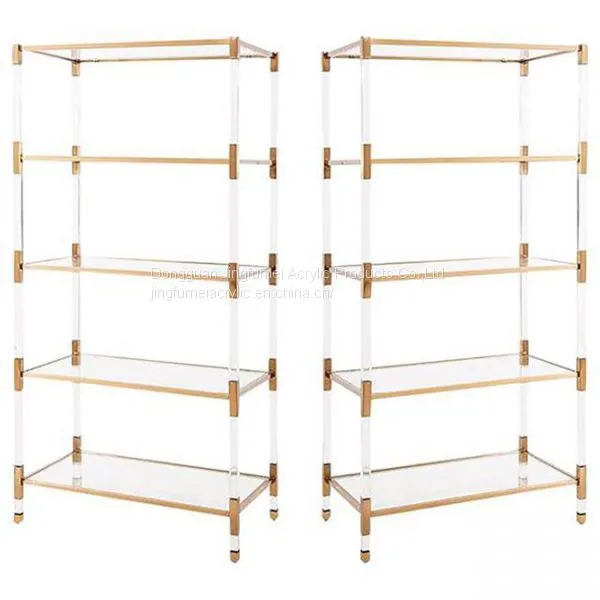 Clear Acrylic Wall Mounted Cosmetic Shelf Plexiglass Ladder Shelf
