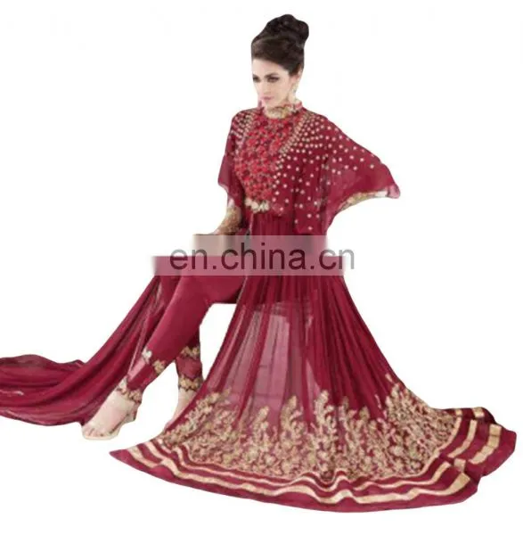 2017 Engagement Party Wear Gown Style Anarkali Suits With Flairs And Fluffy Sleeves Dress Material photo-4