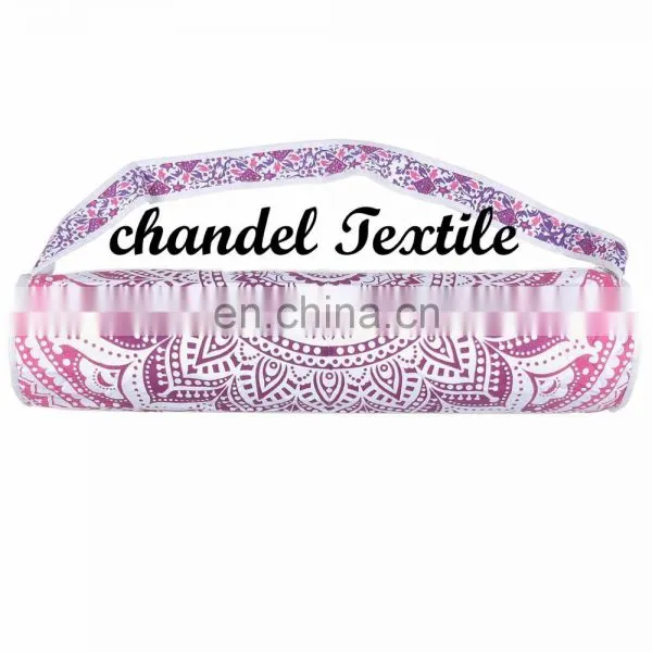 Handmade Mandala Ombre Cotton Yoga Mat Bag With Shoulder Strap(Pink) Mandala-Cotton-Yoga-Mat-Bag Purse Yoga Mandala Bag Mat photo-2